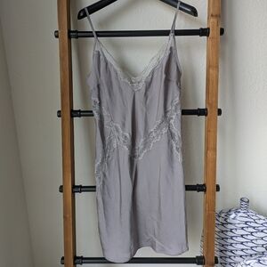 Victoria's Secret Gray Chemise With Lace Trim